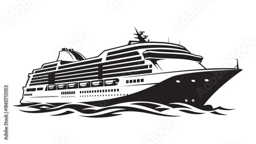 luxury cruise ship sailing on ocean with detailed design
