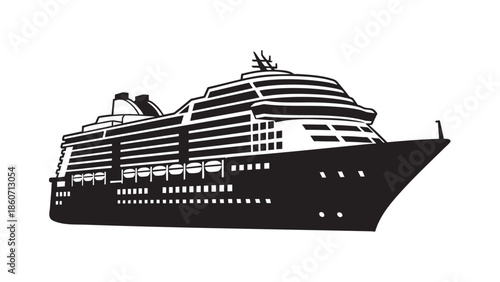 Luxury Cruise Ship Sailing on Open Water With Isolated on Transparent Background