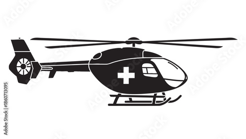 Medical Helicopter Flying Fast on Transparent Background for Emergency Response