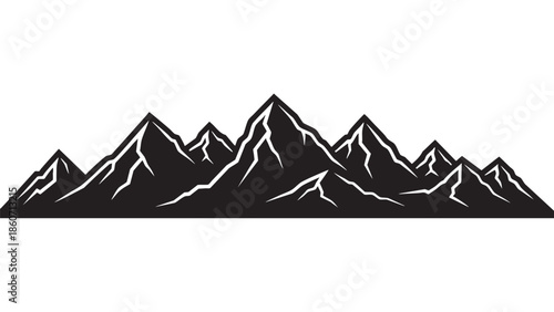 Minimalist Mountain Range Illustration on Transparent Background