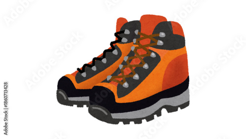 Orange professional hiking boots for outdoor adventure and trekking