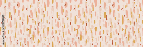 Seamless abstract pattern with brush strokes and organic shapes. Modern boho design for print, wallpaper, or textile. Beige aesthetic with watercolor texture and linear patterns.