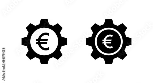 Euro money gear icon. Financial settings, cost management, and business system symbol