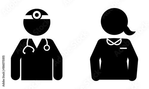 医者と看護師のピクトグラムイラスト