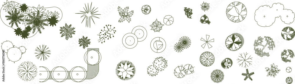 Φωτογραφία Vector set of various landscape architectural symbols