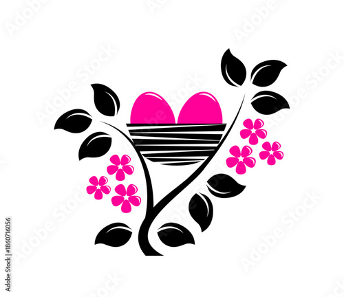 eggs in the nest isolated on white background