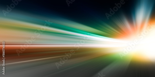 Abstract Light Speed Horizon . Dynamic Light Streaks Abstract Background . Speed light background .Colorful trails with motion effect. high speed light effect on black background. Dynamic motion speed