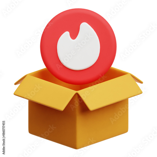 Trending Unboxing 3D Icon Isolated On The Transparent Background