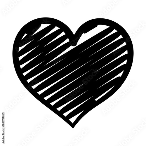 Hand Drawn Scribble Heart Icon, Love and Romance Symbol