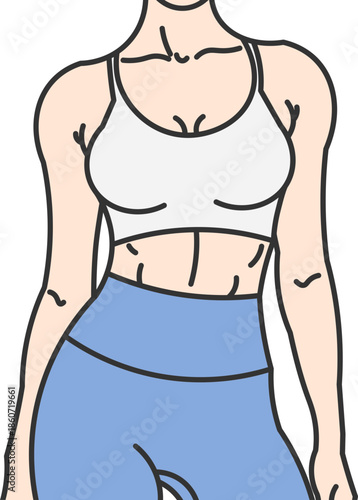 Woman with a toned body wearing fitness clothing in a vector illustration