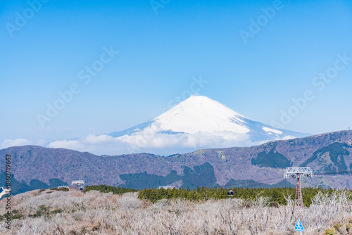 箱根の大涌谷から見える富士山