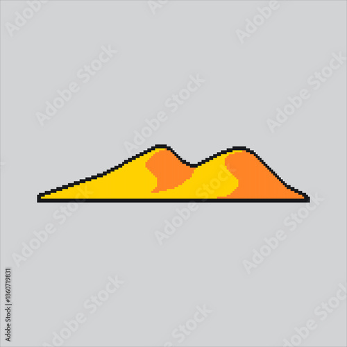 Pixel art illustration Sand Dunes. Pixelated Desert Dunes. Desert Sand Dunes Icon pixelated for the pixel art game and icon for website and video game. old school retro.