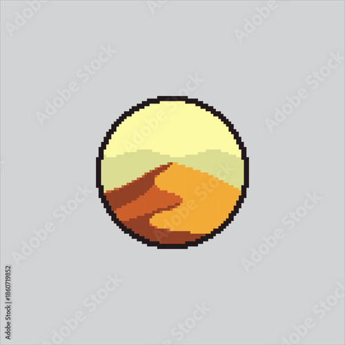 Pixel art illustration Sand Dunes. Pixelated Desert Dunes. Desert Sand Dunes Icon pixelated for the pixel art game and icon for website and video game. old school retro.