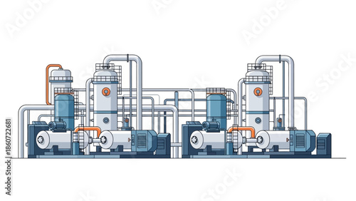 Industrial pumps and filtration system illustration