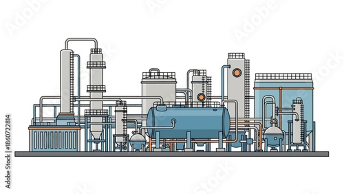 Industrial Plant and Processing Equipment Illustration