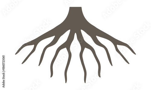 Rounded Tree Plant Roots Brown Icon