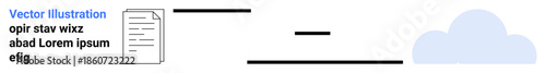 Digital workflow, cloud technology, data synchronization, online storage, file management, information sharing. File icon linked to a cloud. Cloud technology and data synchronization concept