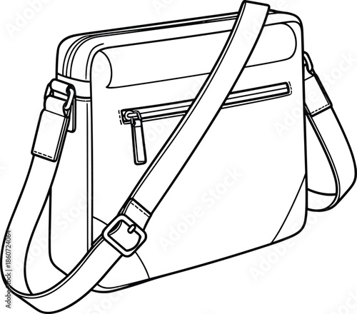 Black and white line of a messenger bag purse shoulder bag strap