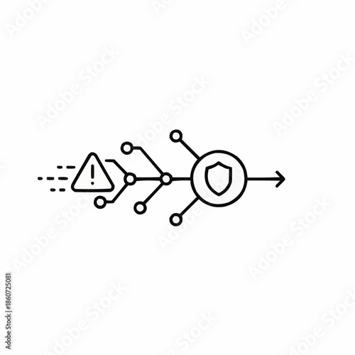 Network security concept with shield protecting against threat