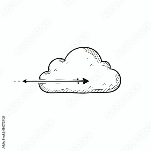 A hand-drawn cloud icon illustrating data flowing in and out of it.