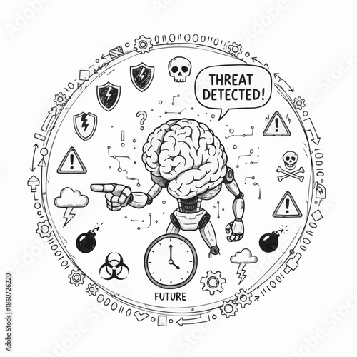 Robot with brain detects cyber threats and security risks