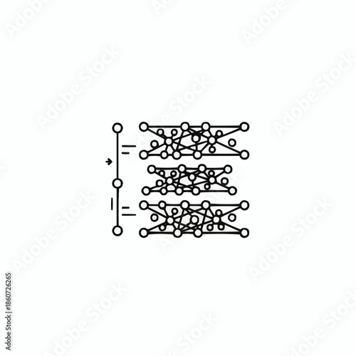 Complex network structure with interconnected nodes and lines