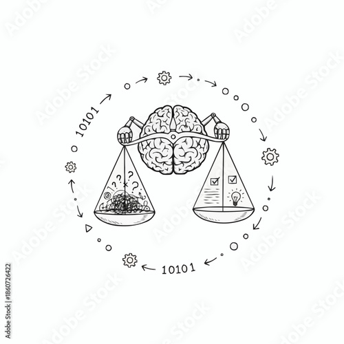 Balancing brain with scales of ideas and problems in modern business