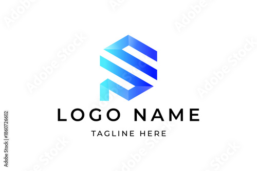 Abstract initial hexagon letter sp or ps logo Vector 