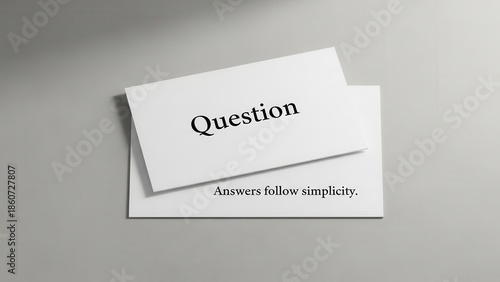 Question card with simplicity quote on minimalist background