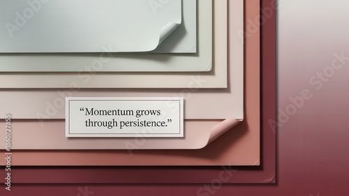 Quote about momentum and persistence on layered paper
