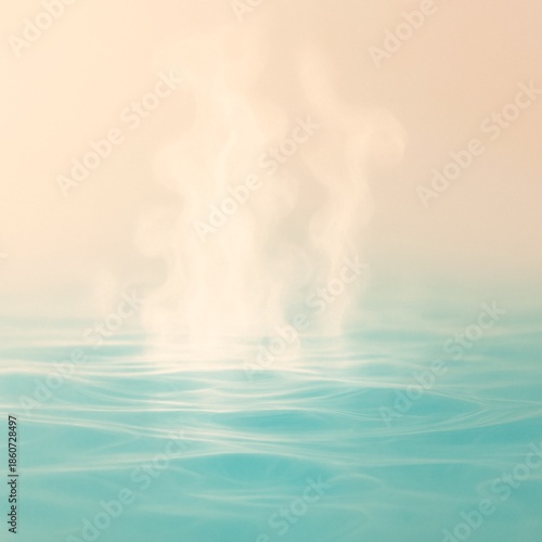 Gentle Steam Rising Above Warm Pool Surface