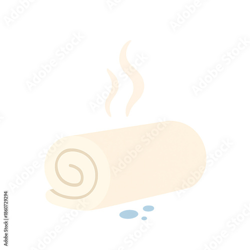 Rolled White Towel with Steam