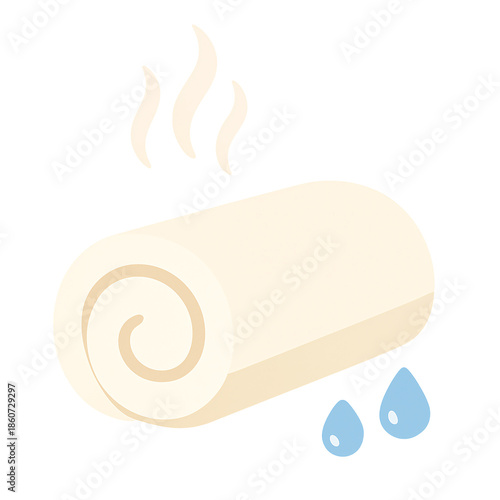 Rolled White Towel with Steam
