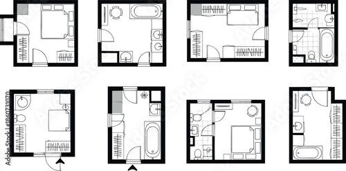 Black and white floor plans of small apartments apartment layouts interior architecture