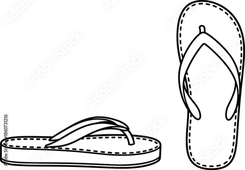 Black and white line of flip flops sandals footwear beach summer
