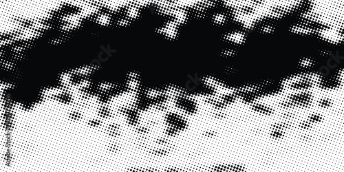 Flowing dots particles wave pattern halftone black gradient curve shape isolated on white background. Vector in concept of technology, science, music, modern.