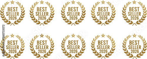 Gold seller 2026 badges with laurel wreaths and stars