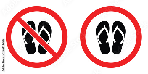 No flip flops allowed and allowed signs symbol