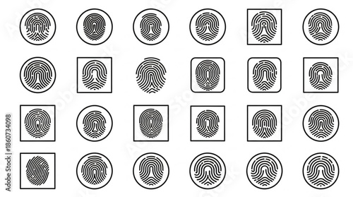 Unique fingerprint designs in simple black and white style
