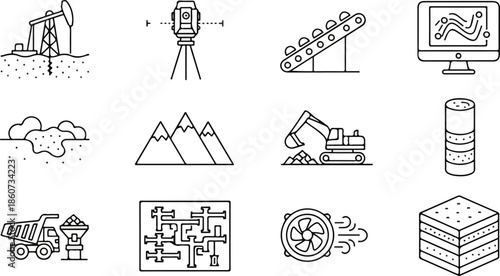 Industrial and Construction Geological Vector Icons