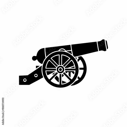 silhouette of a cannon vector on a white background
