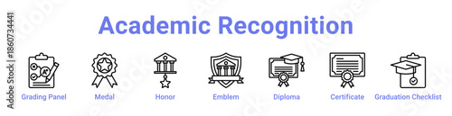 Academic Recognition Icon Banner and Collection