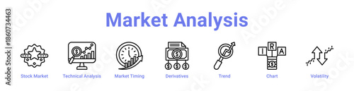 Market Analysis Icon Banner and Collection