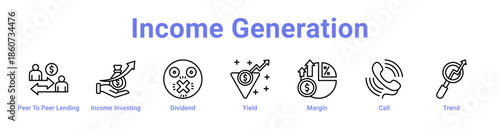 Income Generation Icon Banner and Collection