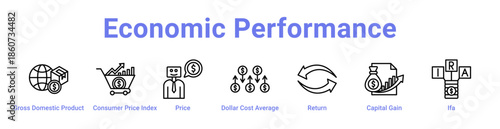 Economic Performance Icon Banner and Collection