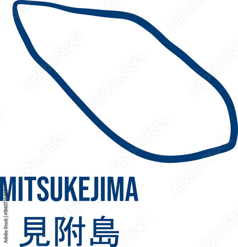 Mitsukejima island of Honshu simplified vector map