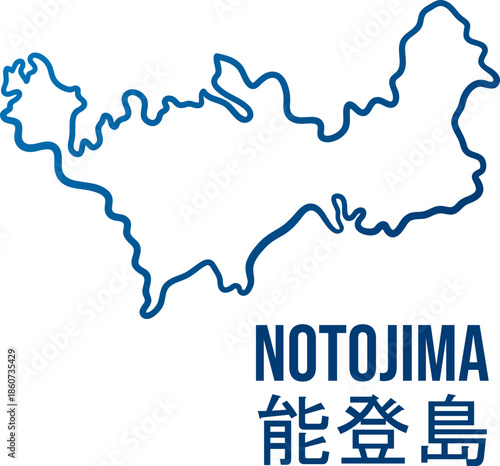 Notojima island of Honshu simplified smooth abstract map. Isolated vector.