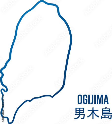 Ogijima  of Honshu island abstract and simplified shape map.