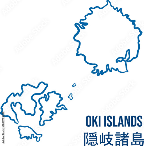 Oki Islands of Honshu abstract and simplified hand drawn vector map.