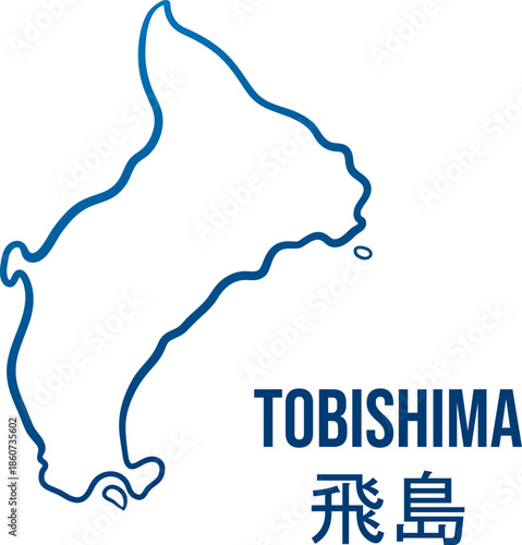 Tobishima island of Yamagata prefecture abstract simplified map